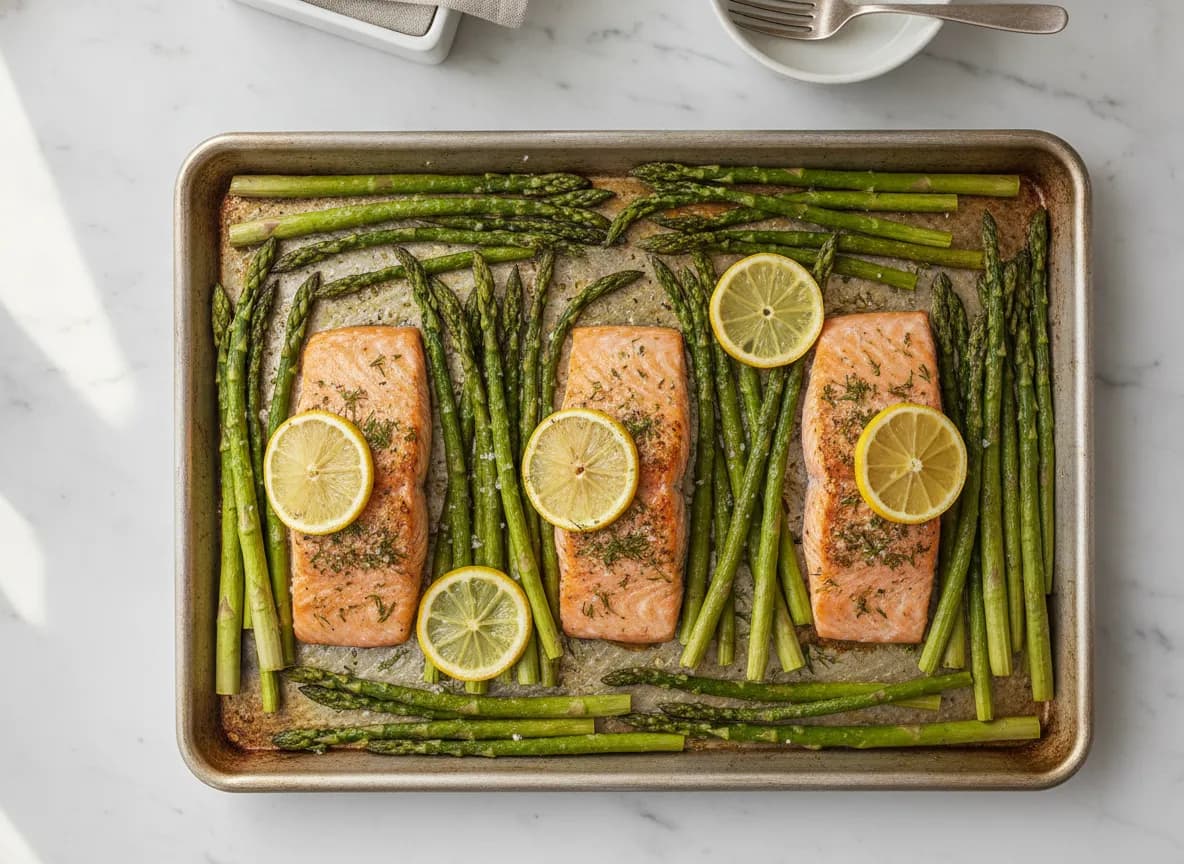 One-Pan Lemon Herb Roasted Salmon and Asparagus