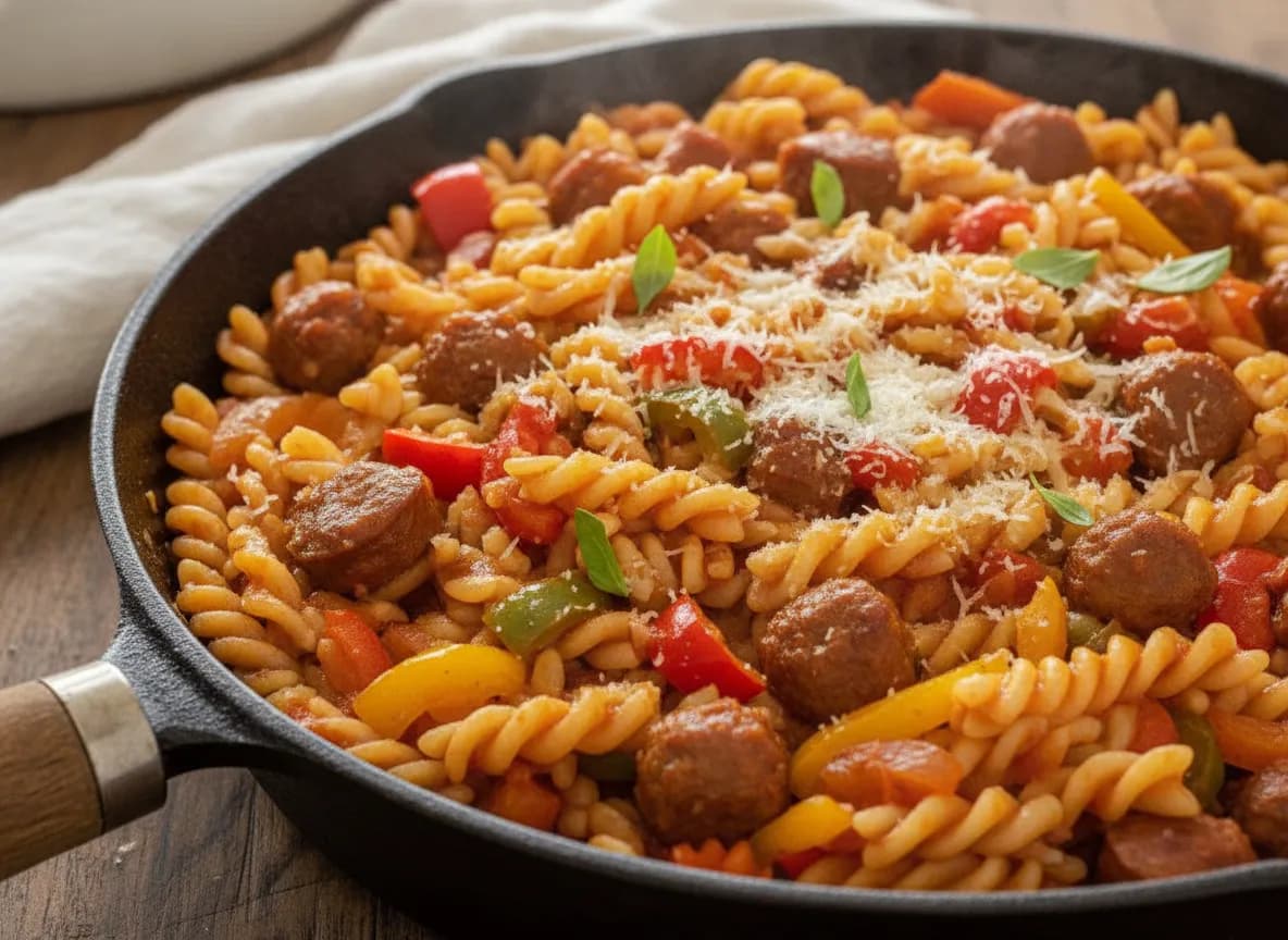 One-Pan Sausage and Peppers with Orzo