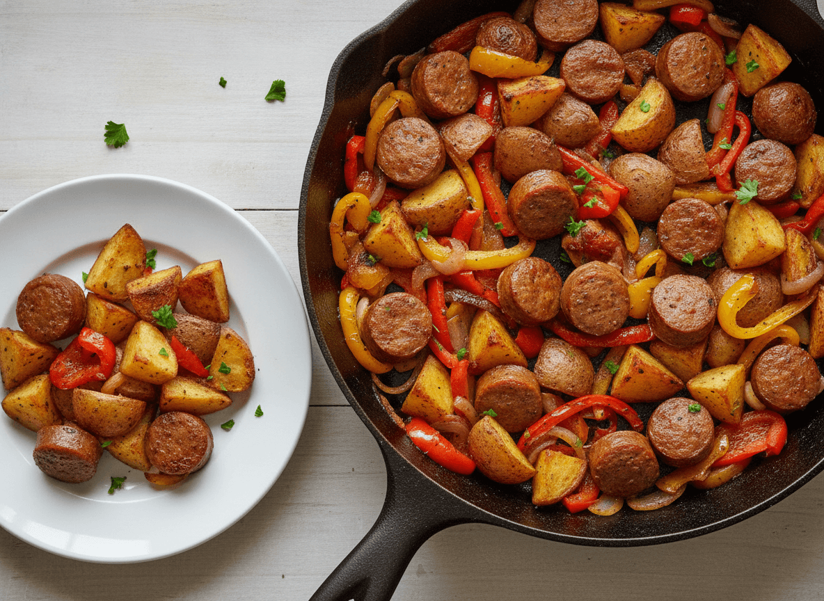 One-Pan Sausage with Peppers and Potatoes recipe