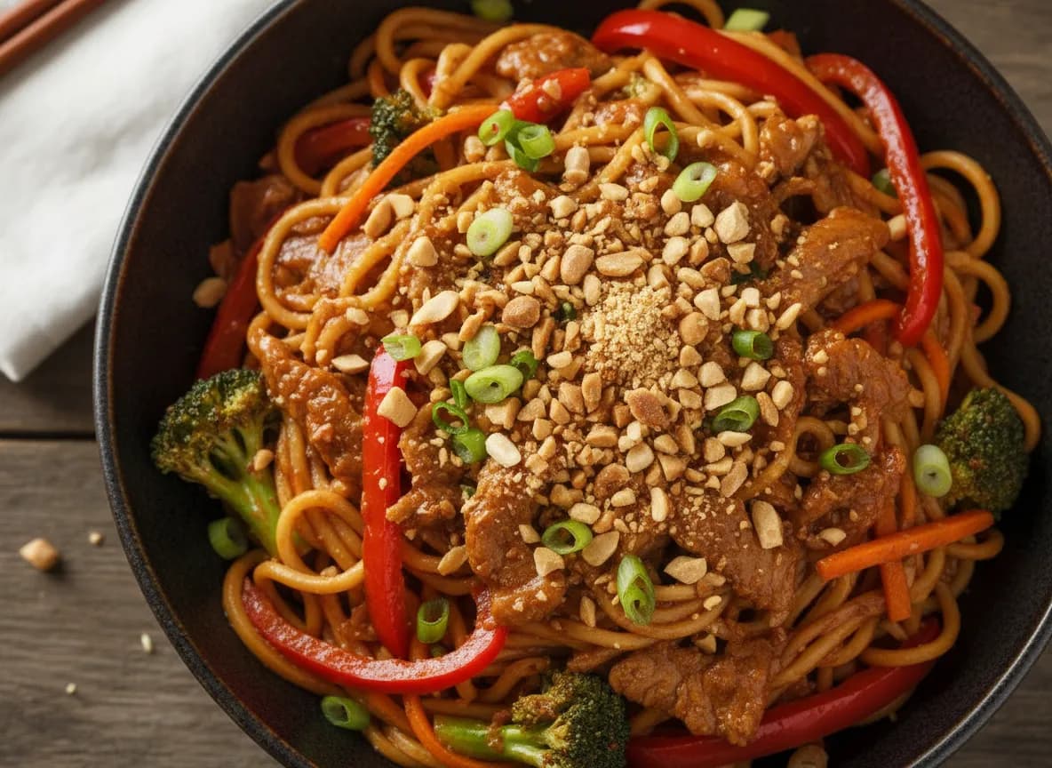 Pork and Peanut Noodle Stir-Fry