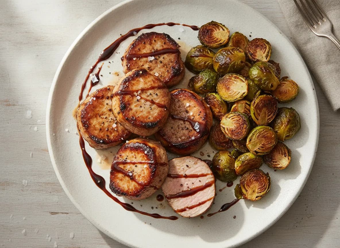 Pork Tenderloin Medallions with Roasted Brussels Sprouts