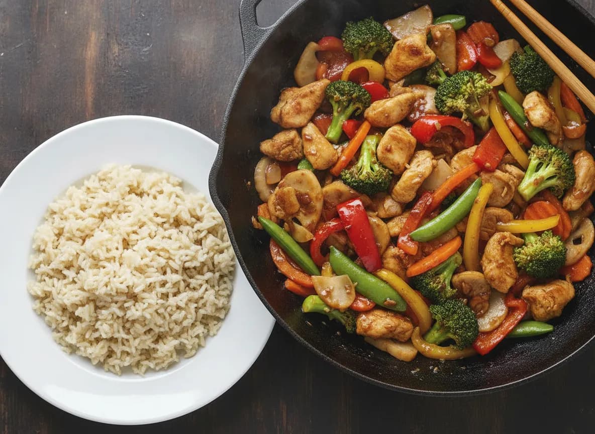 Quick Chicken Stir-Fry with Mixed Vegetables and Brown Rice