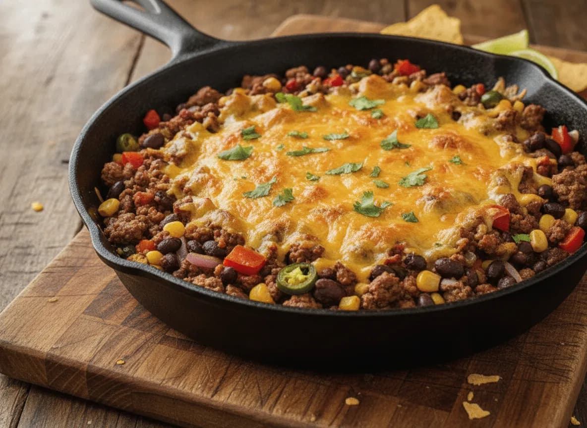 Quick Ground Beef and Black Bean Skillet