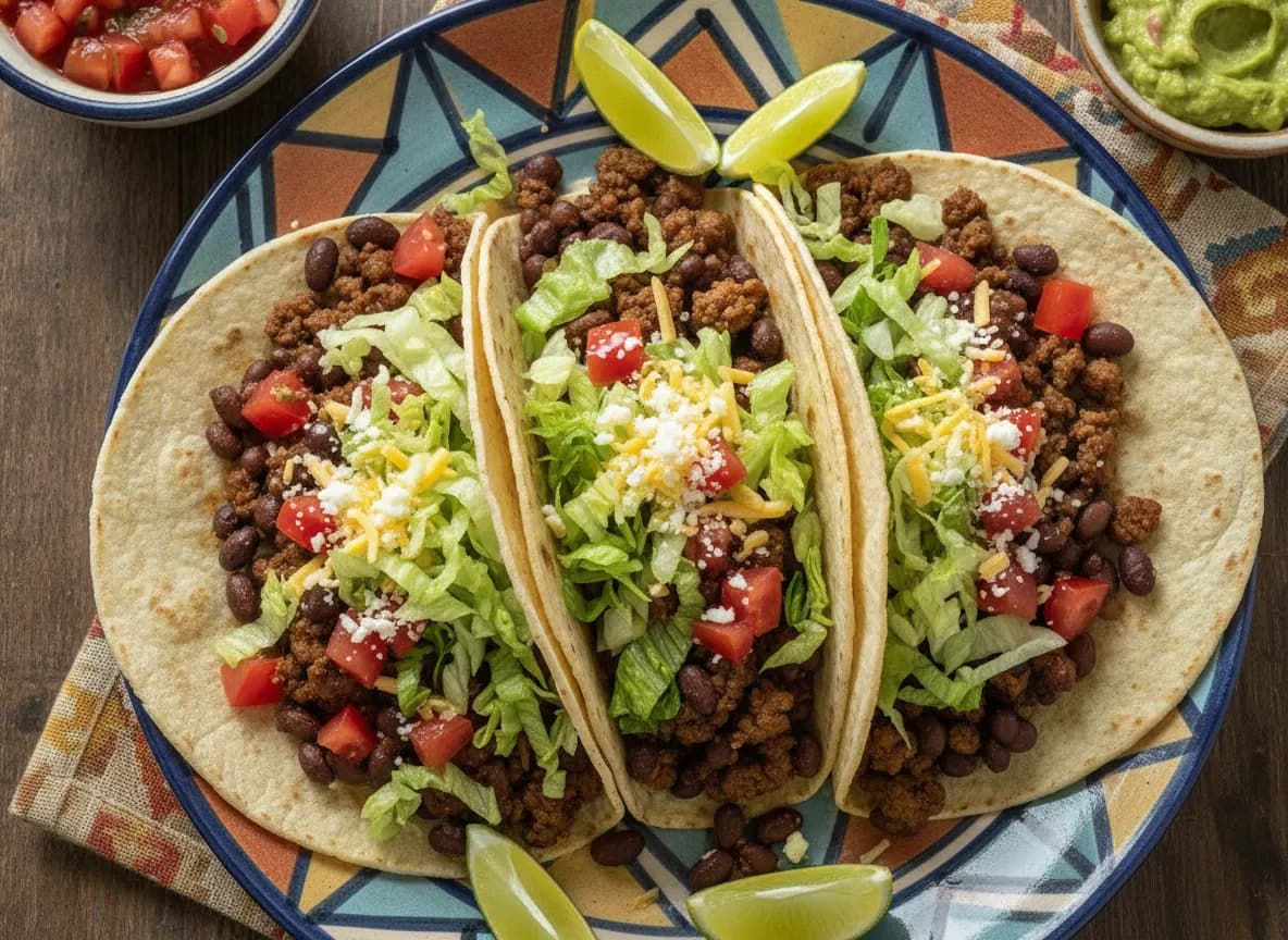 Quick Ground Beef and Black Bean Tacos