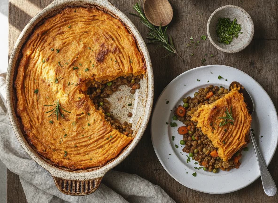 Quick Lentil Shepherd's Pie with Sweet Potato Topping