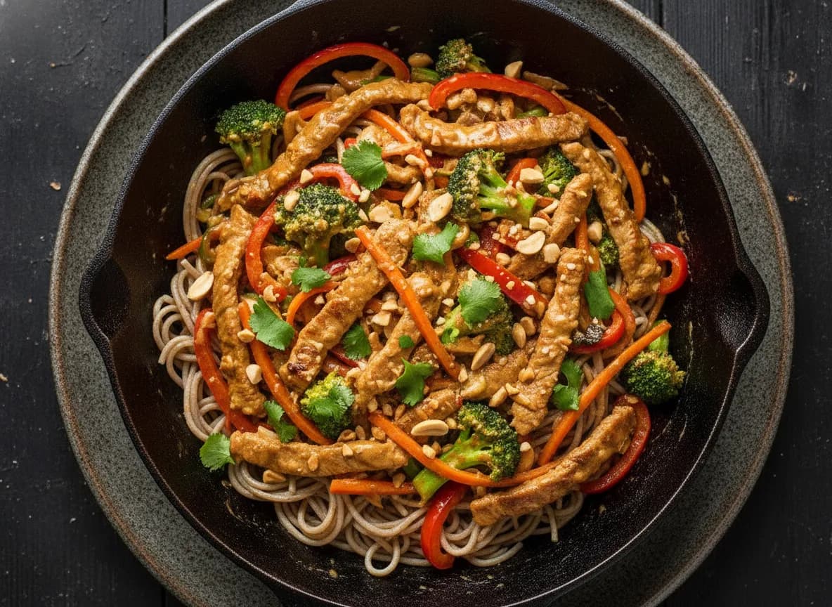 Quick Pork and Peanut Noodle Stir-Fry