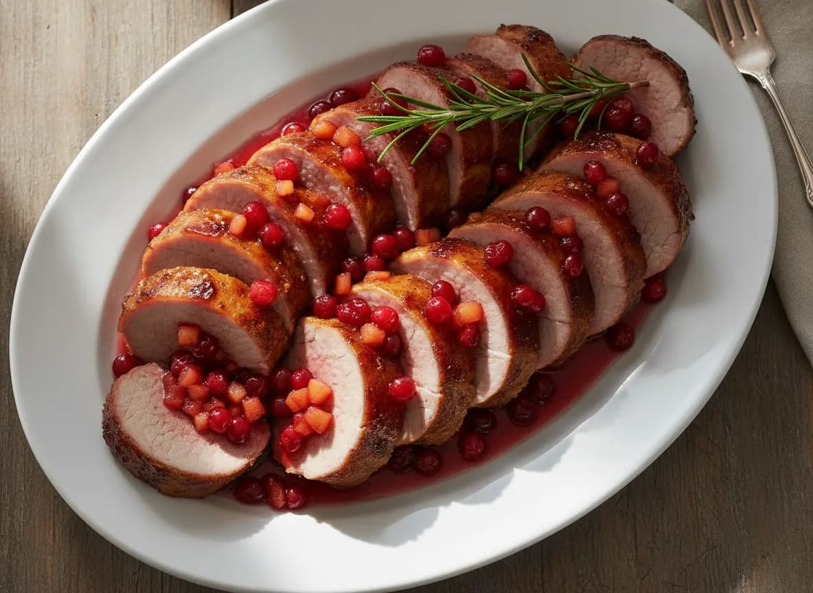 Quick Pork Tenderloin with Apple-Cranberry Glaze