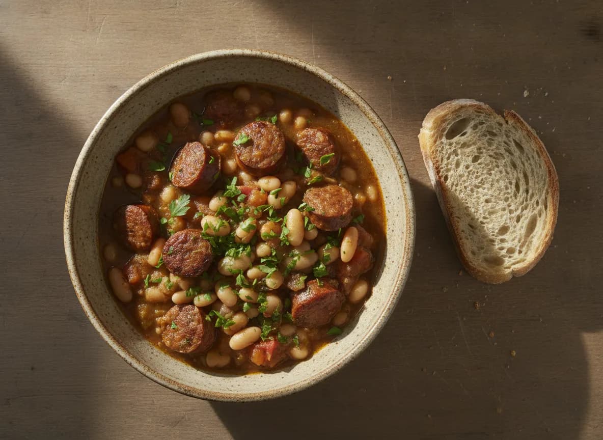 Quick Skillet Sausage and White Bean Stew