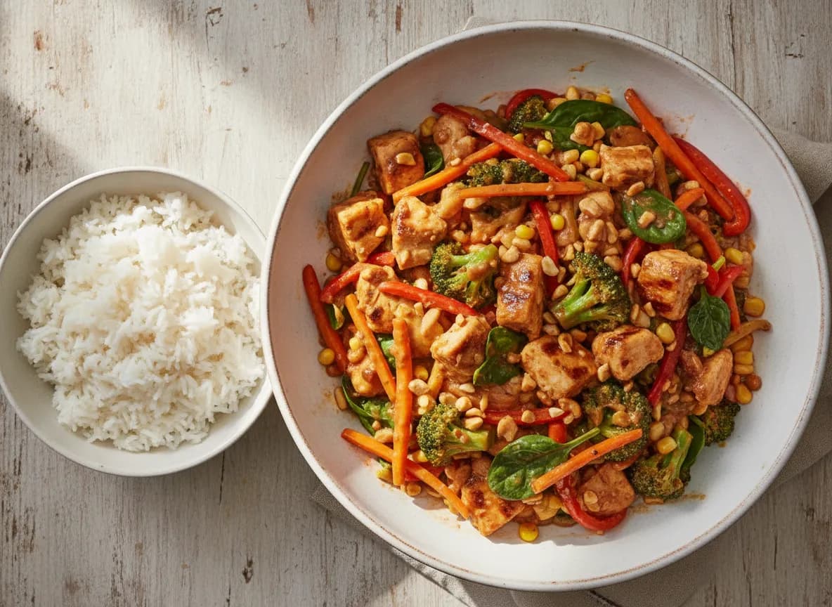 Quick Weeknight Chicken Stir-Fry with Peanut Sauce