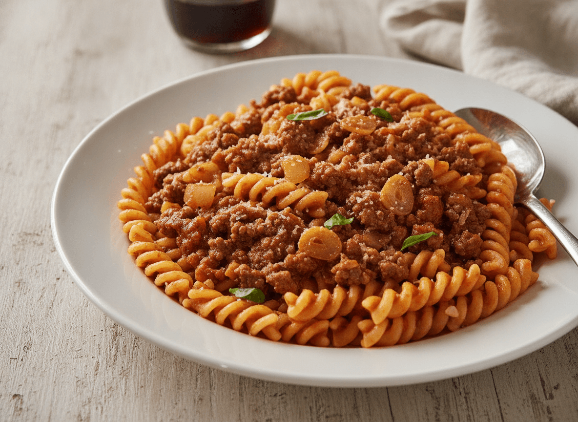 Rotini with Meat Sauce recipe
