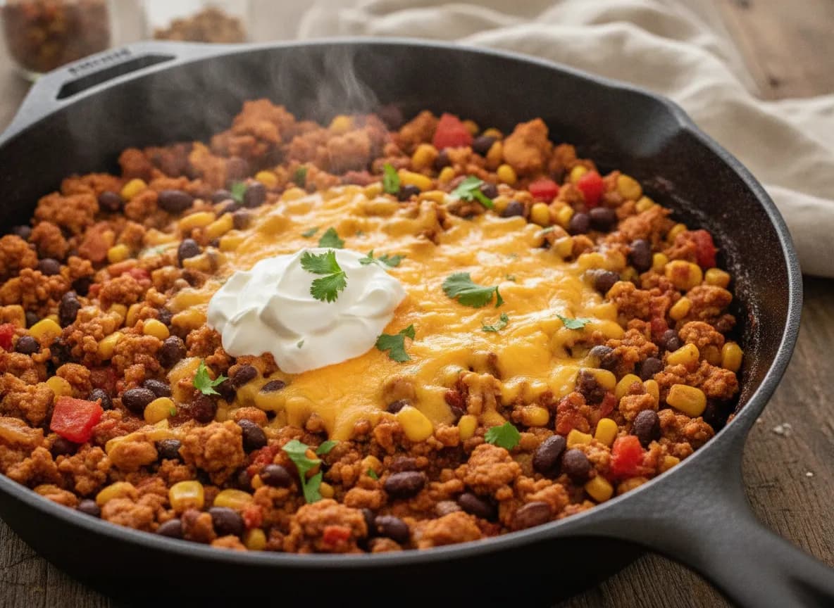 Savory Ground Turkey and Black Bean Skillet