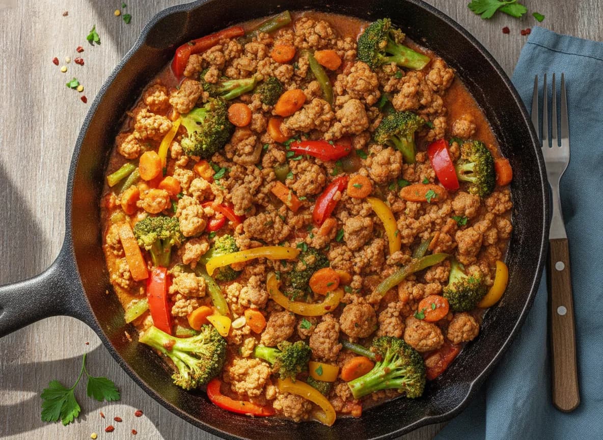 Savory Ground Turkey and Vegetable Skillet