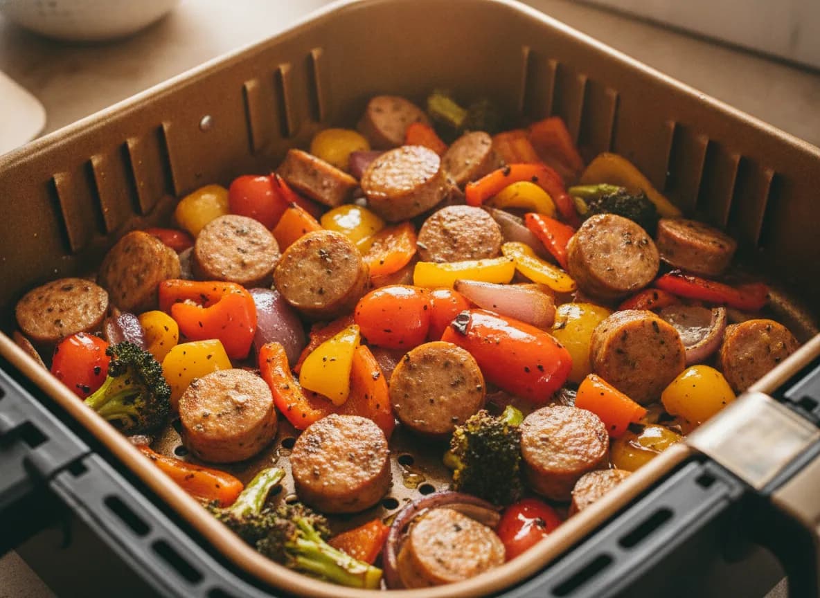 Sheet Pan Air Fryer Chicken Sausage and Veggies