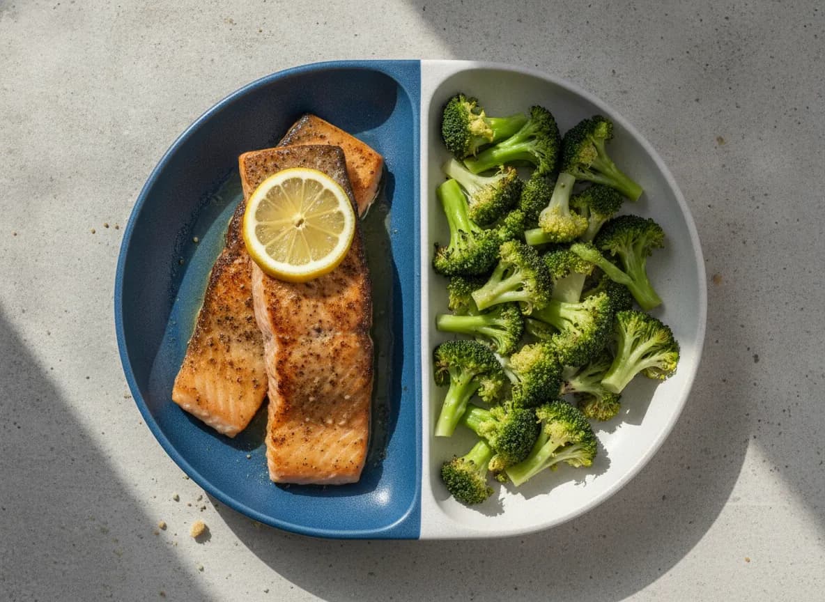 Sheet Pan Air Fryer Salmon and Broccoli with Lemon