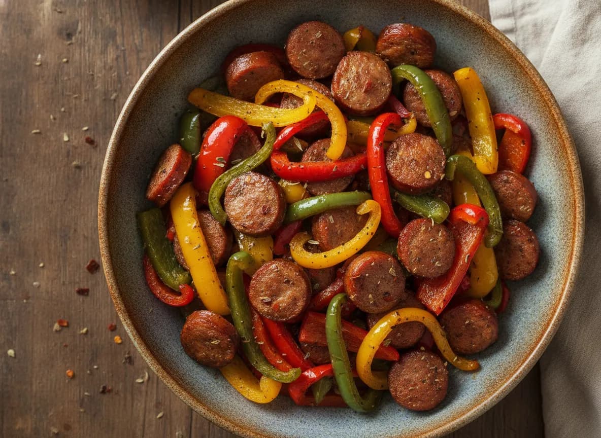 Sheet Pan Air Fryer Sausage and Peppers