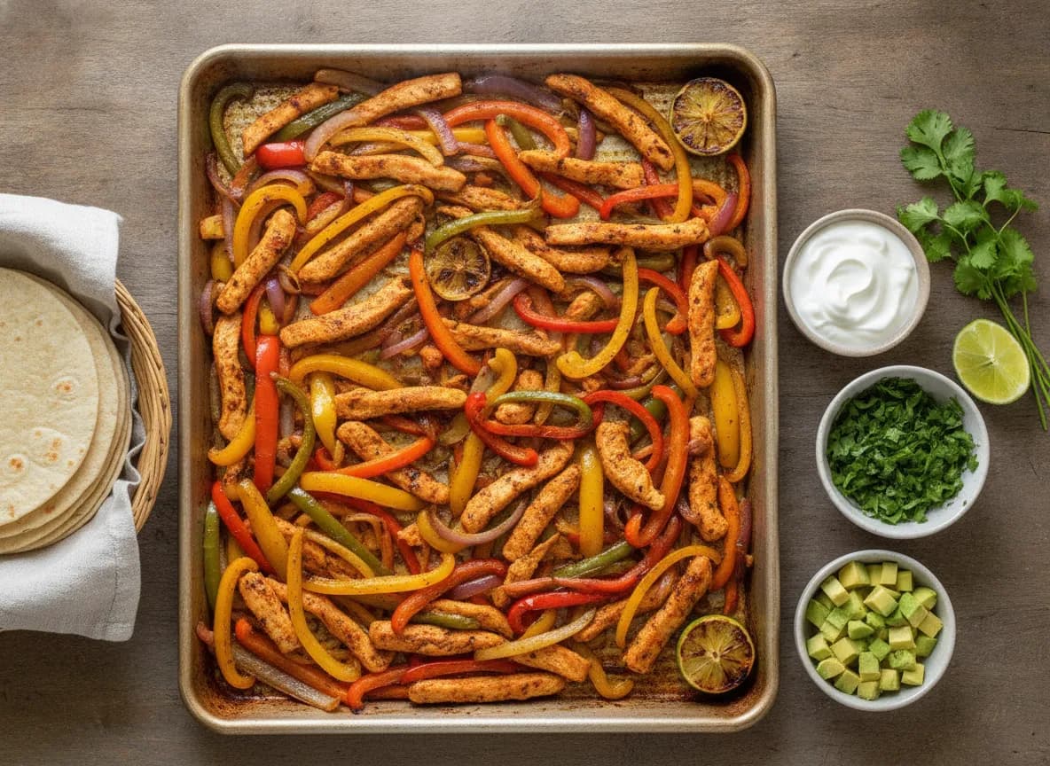 Sheet Pan Chicken Fajitas with Peppers and Onions