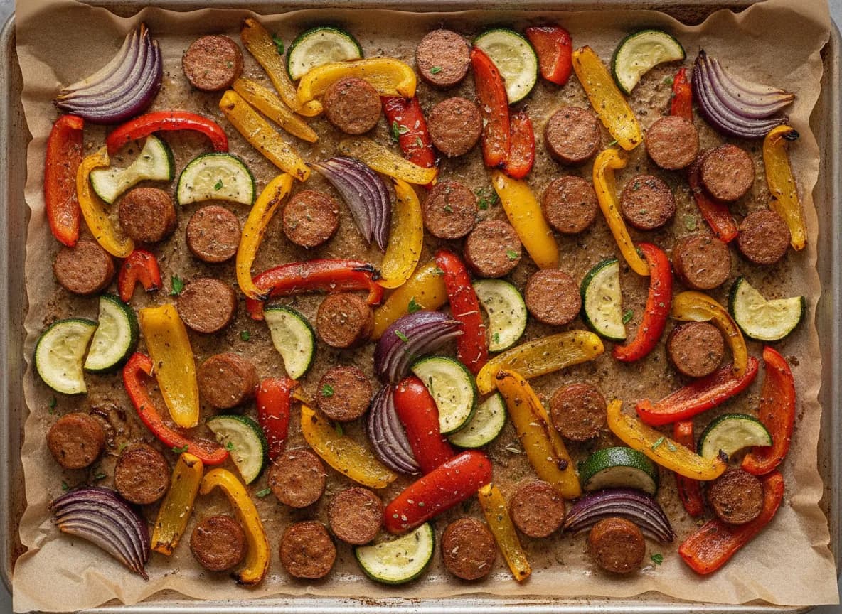 Sheet Pan Chicken Sausage and Peppers with Zucchini