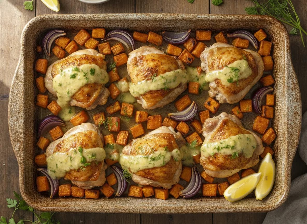 Sheet Pan Chicken Thighs with Root Vegetables