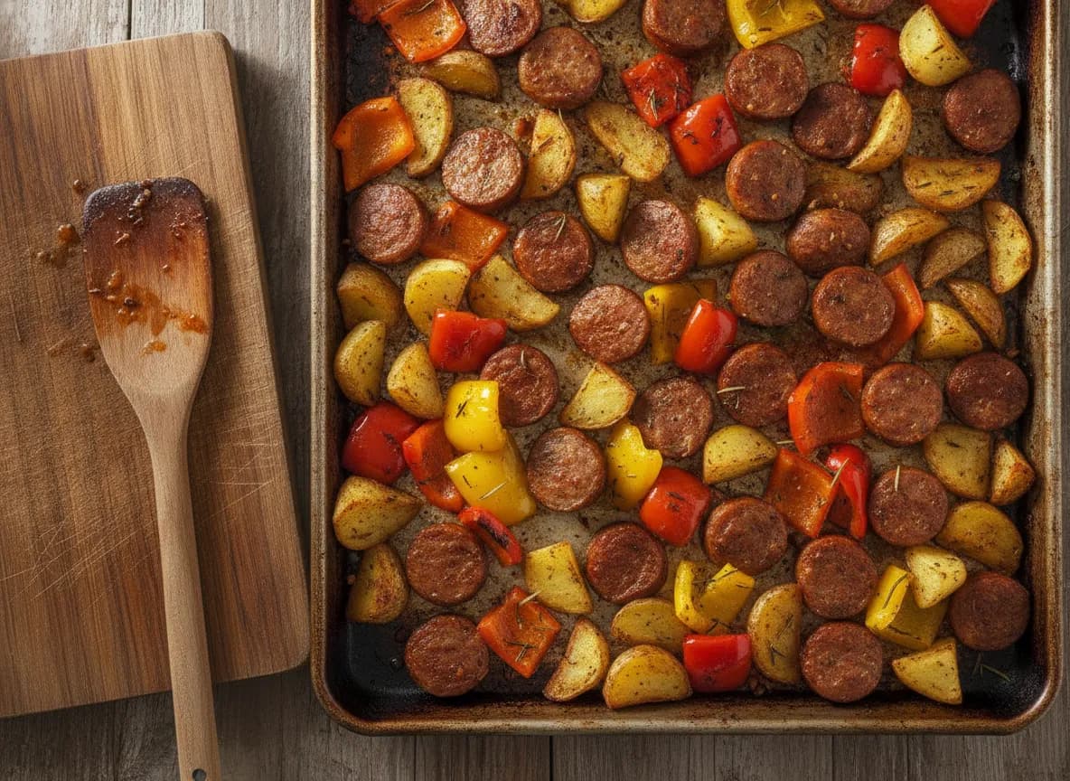 Sheet Pan Sausage and Peppers with Potatoes