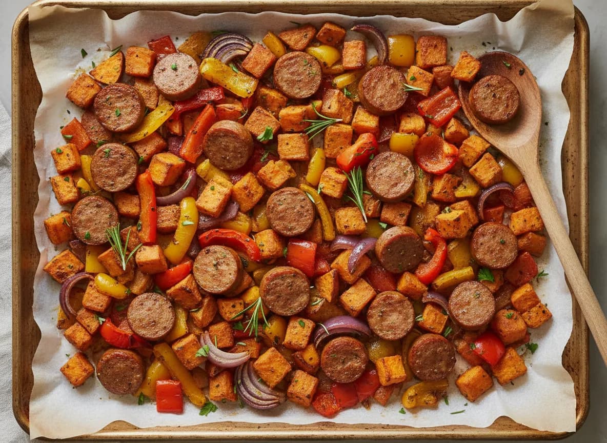 Sheet Pan Sausage & Sweet Potato Hash