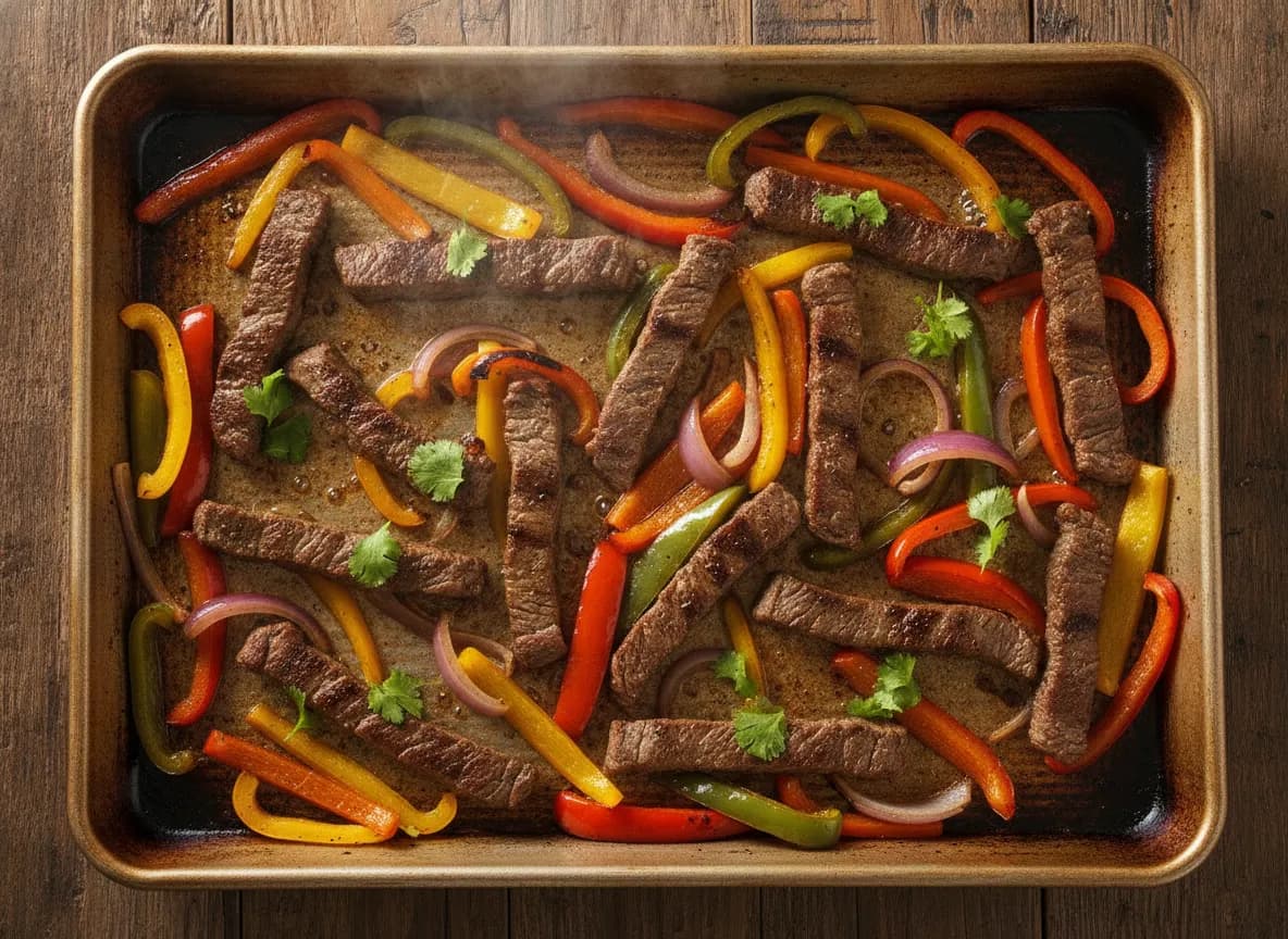 Sheet Pan Steak Fajitas with Bell Peppers