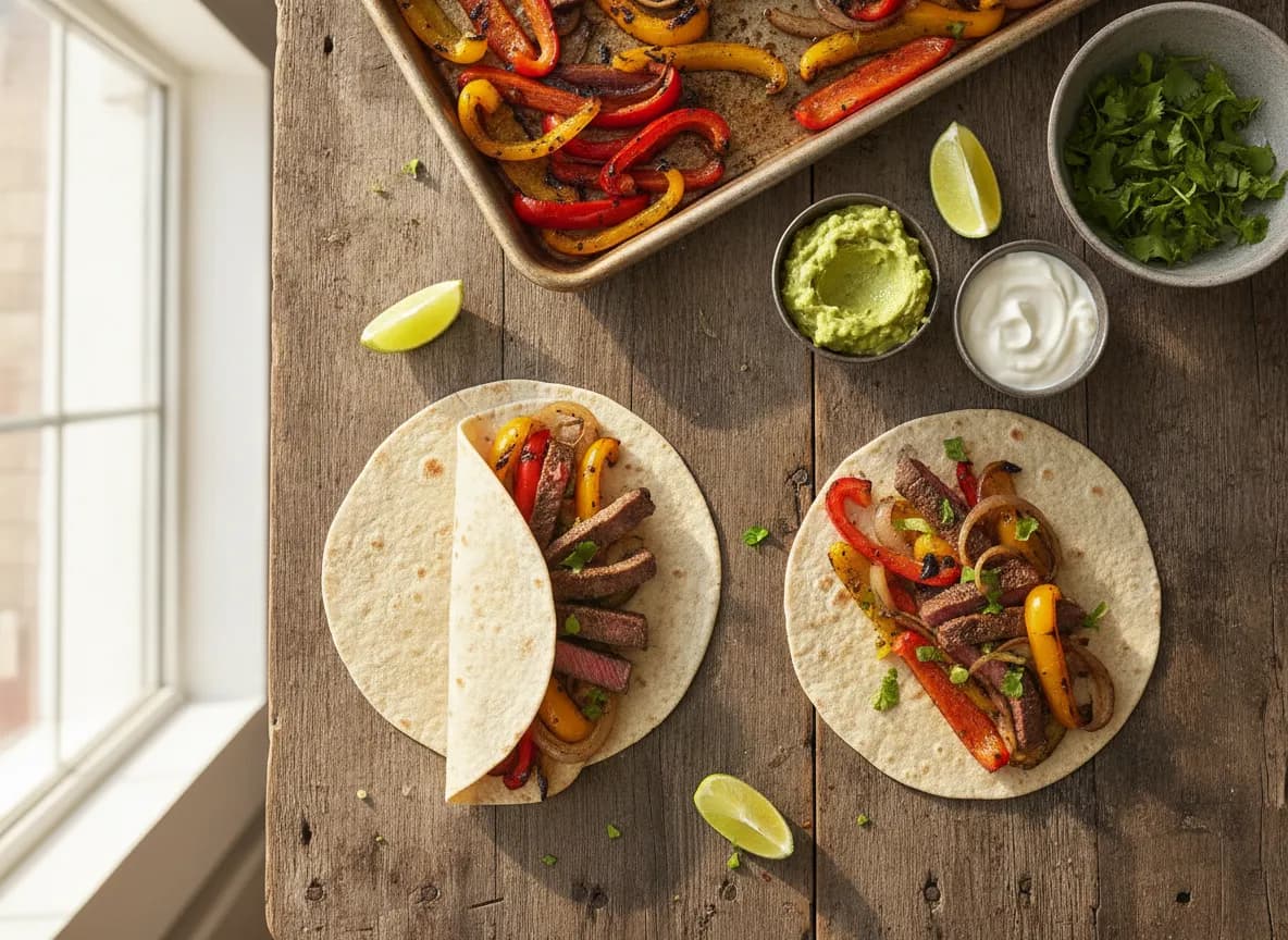 Sheet Pan Steak Fajitas with Colorful Peppers