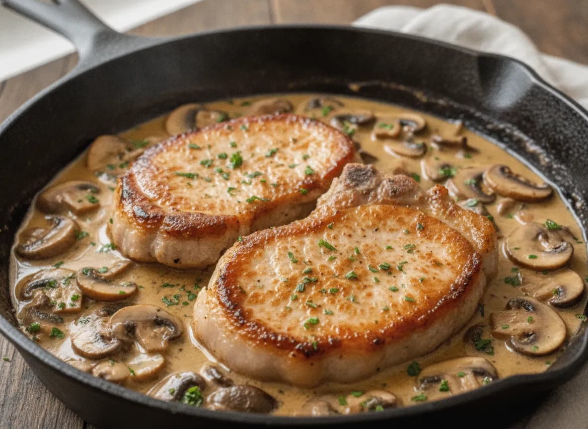 Skillet Pork Chops with Creamy Mushroom Sauce