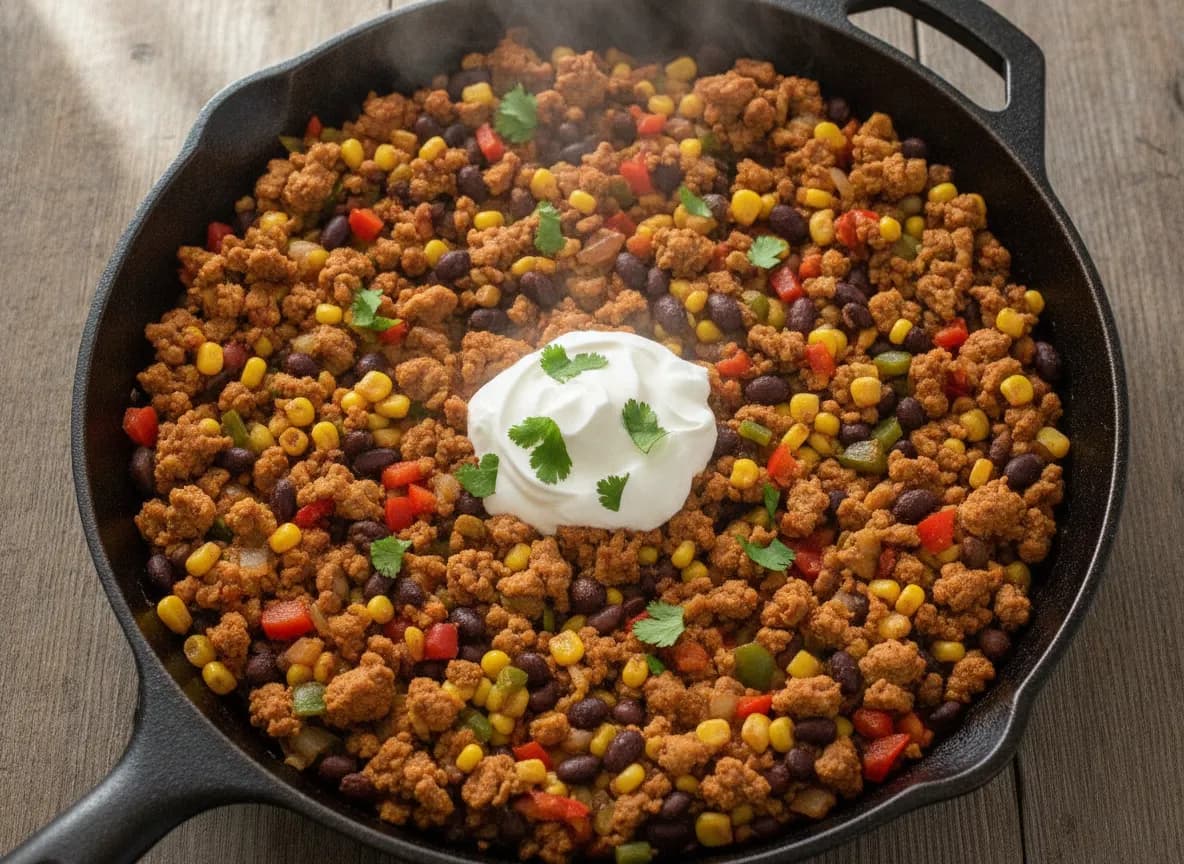 Speedy Ground Turkey and Black Bean Skillet