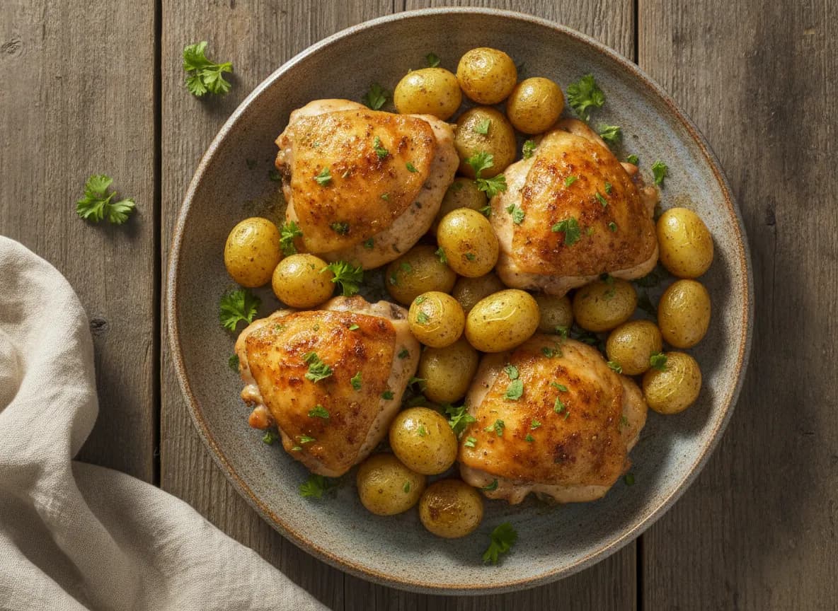 Speedy Lemon Herb Roasted Chicken and Potatoes