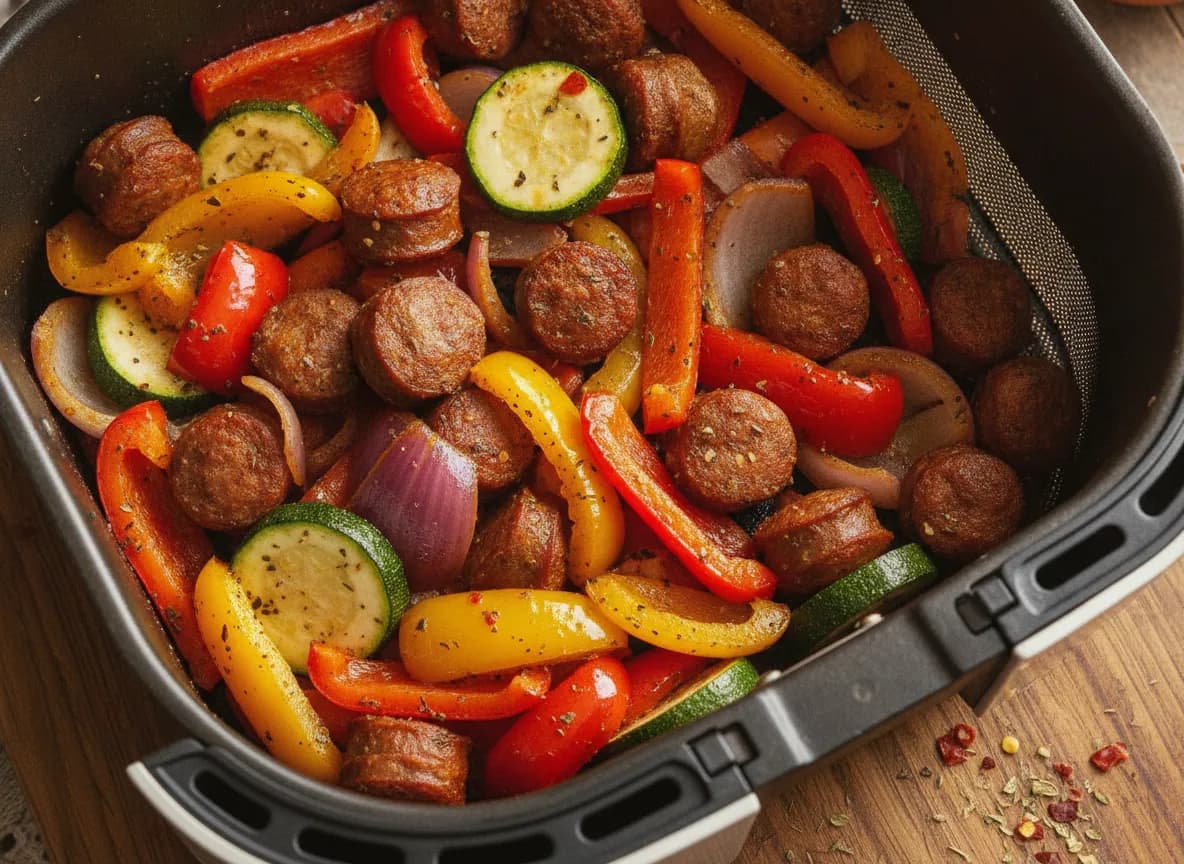 Spicy Air Fryer Sausage and Veggie Skillet