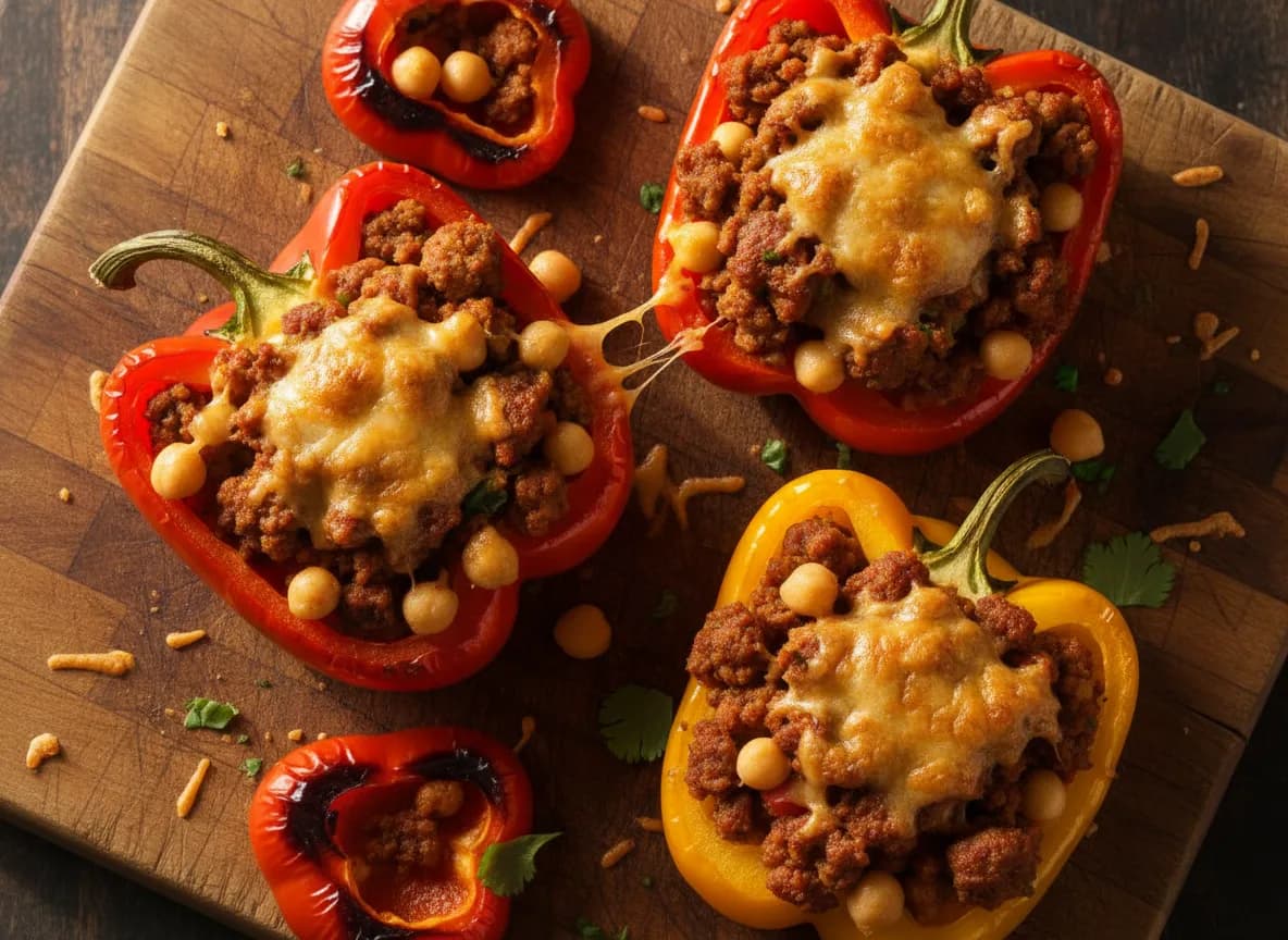 Spicy Chorizo and Chickpea Stuffed Bell Peppers