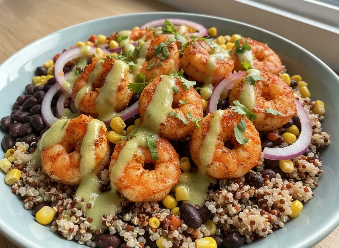 Spicy Shrimp and Black Bean Quinoa Bowls