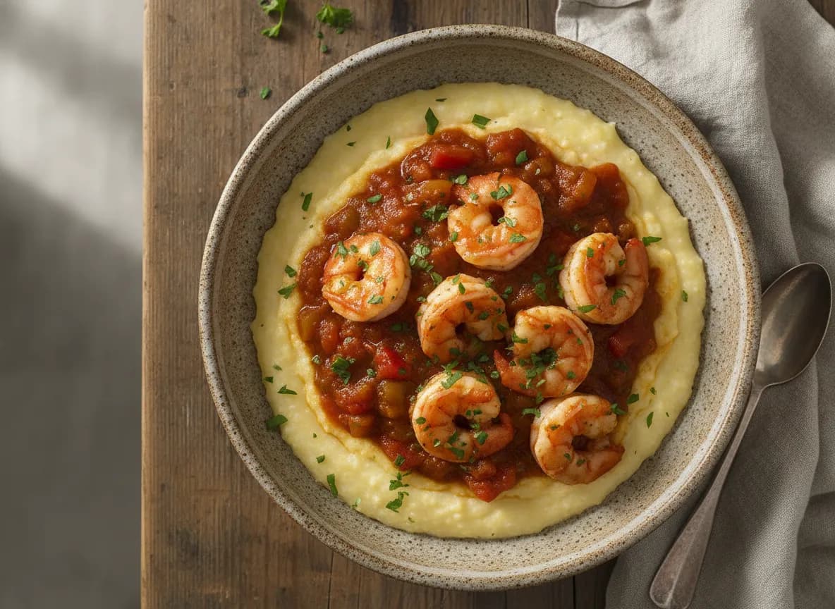 Spicy Shrimp and Grits Skillet