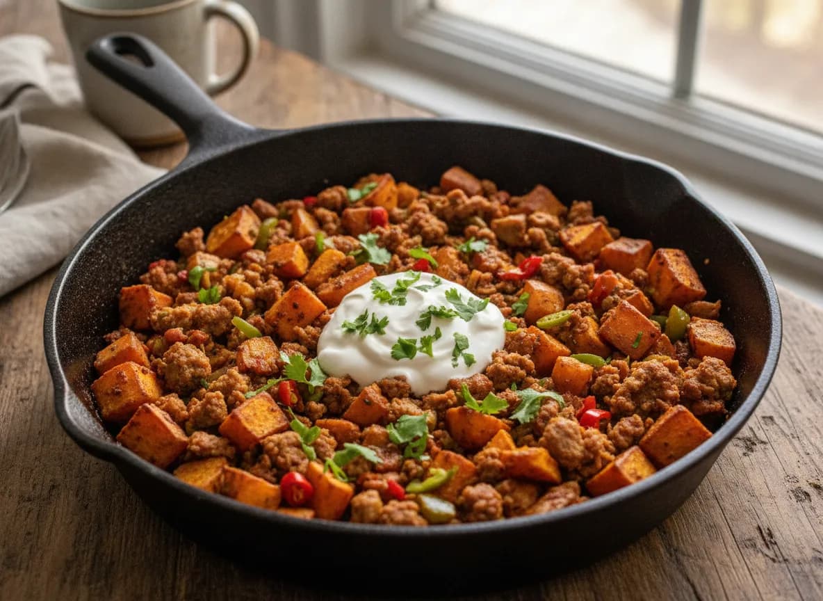 Spicy Turkey and Sweet Potato Skillet