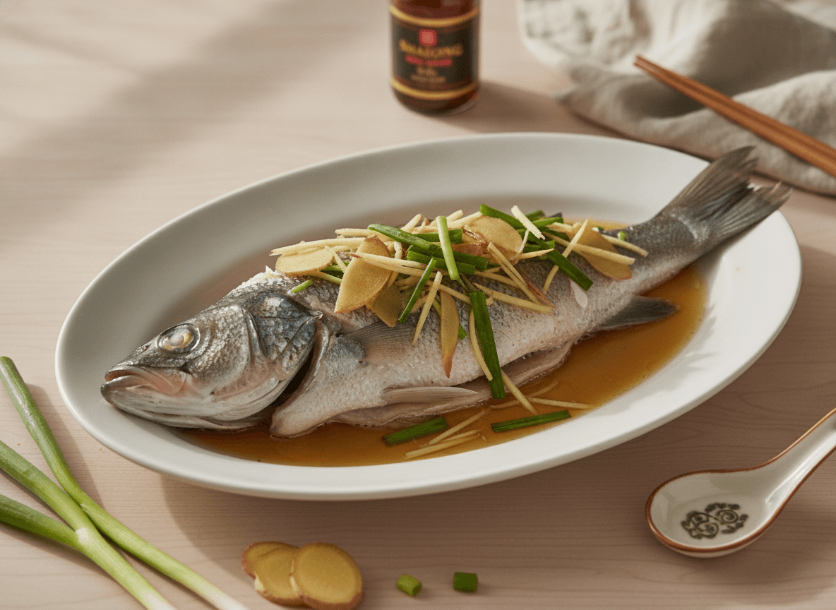 Steamed Fish with Ginger and Scallions