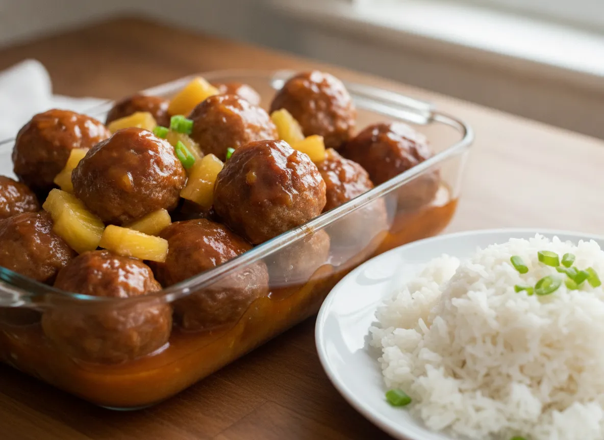 Sweet & Sour Pork Meatballs with Pineapple