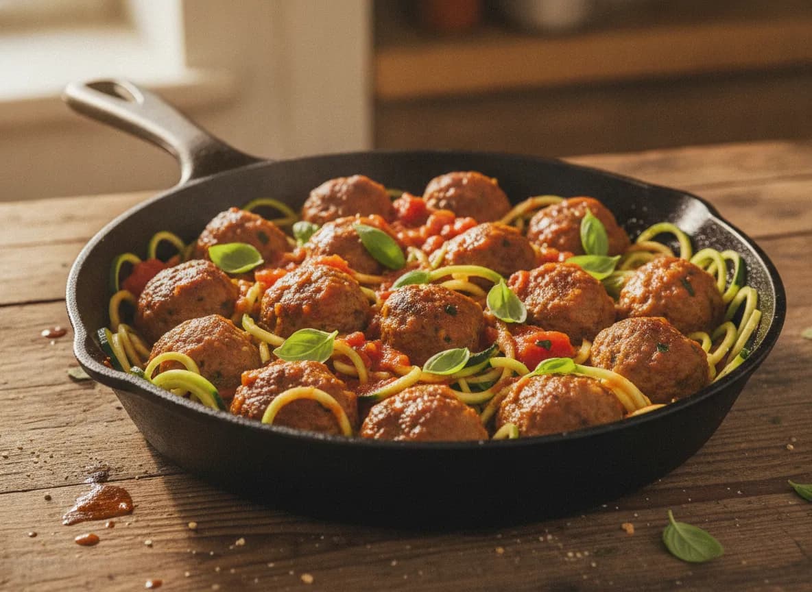 Turkey Meatball Skillet with Zucchini Noodles