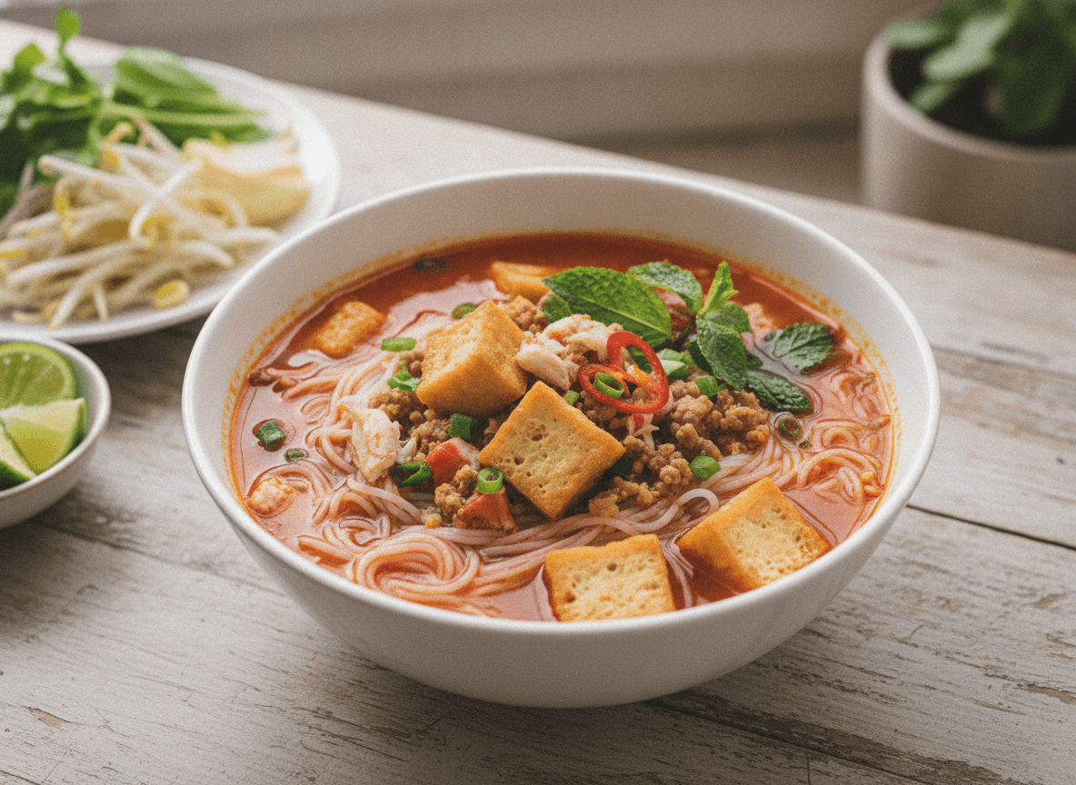 Vietnamese Crab Noodle Soup (Bun Rieu)