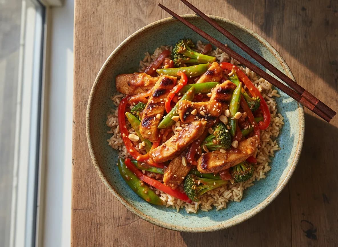 Weeknight Chicken Stir-Fry with Peanut Sauce